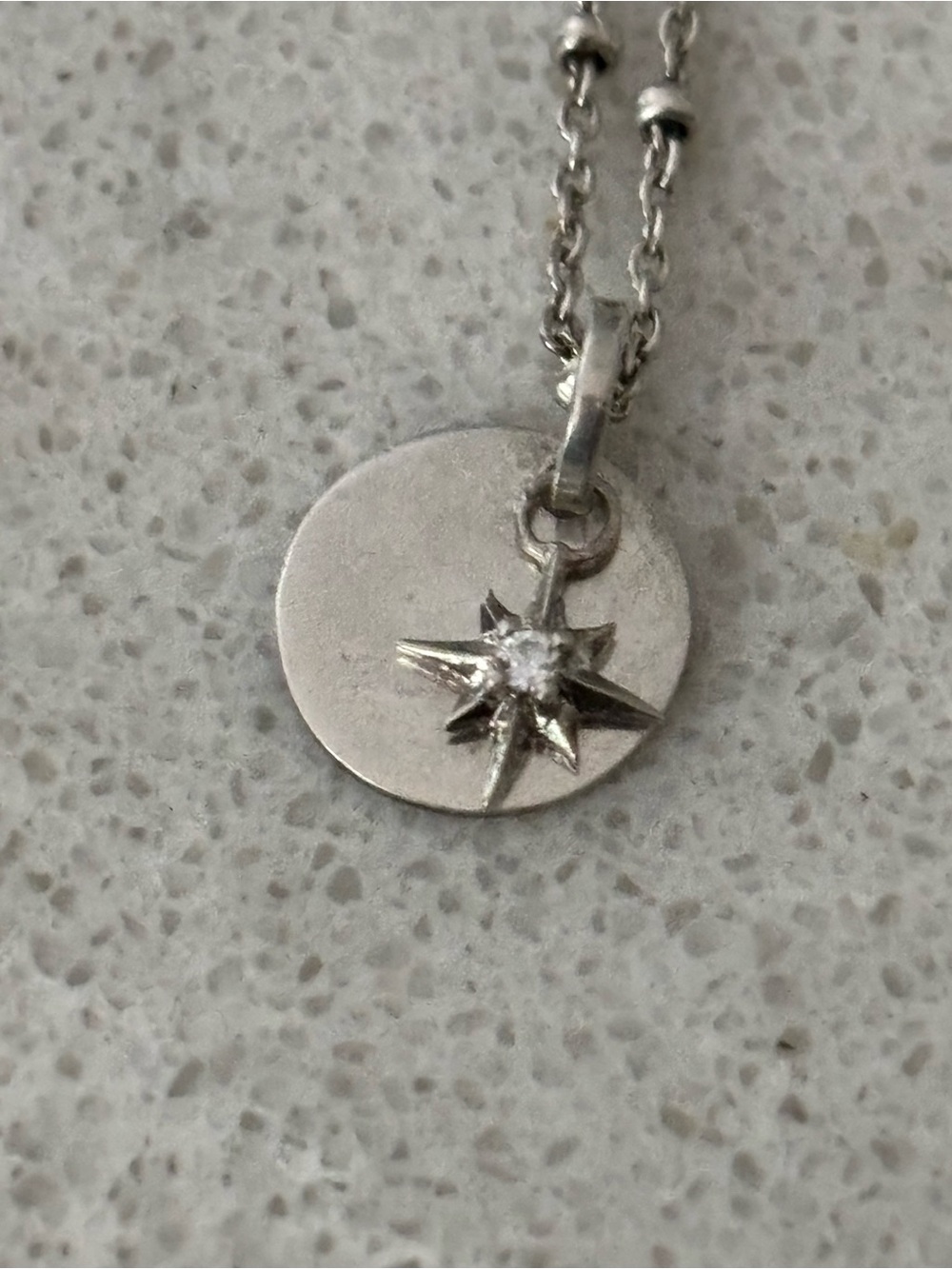 Michael Hill Sterling Silver North Star Disc Pendant Necklace Diamond Colour